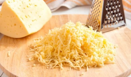 Food on the cutting board, with Cheese