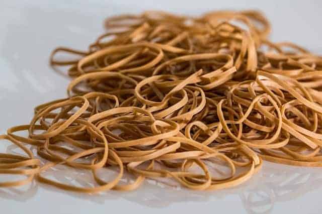 A close up of food, with Brown Rubber Band
